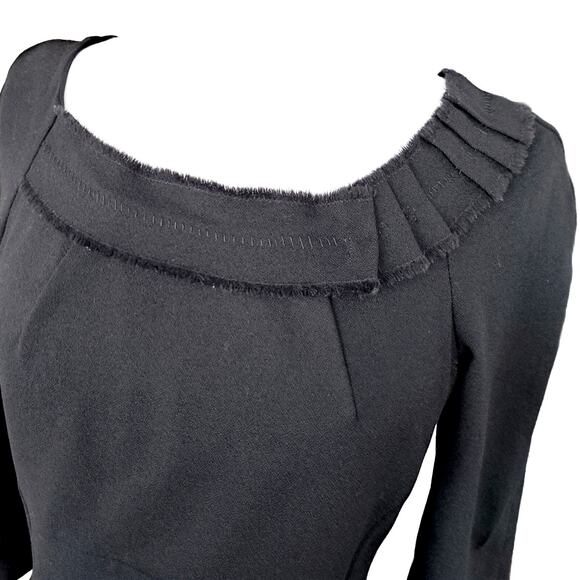 LA PERLA Black Wool Crepe Sheath Dress Size 44 / 8 Tailored Classic 3/4 Sleeve - Picture 7 of 12